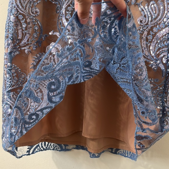 Free People Night Shimmers Mini Dress Blue Size 12 - Picture 10 of 13